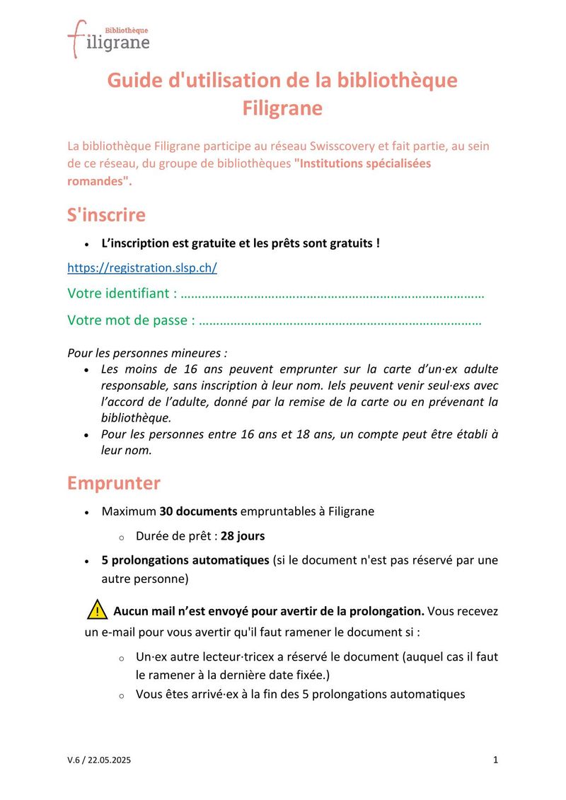 Guide d'utilisation de la Bibliothèque Filigrane