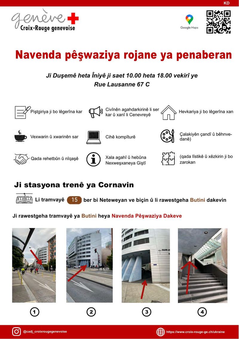 Centre d'accueil de jour pour les réfugiés - Flyer informatif (kurde)