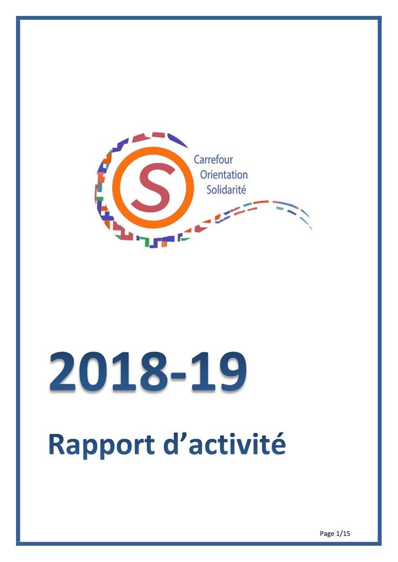 Rapport d'activité 2018-19 — COS (Carrefour Orientation Solidarité)