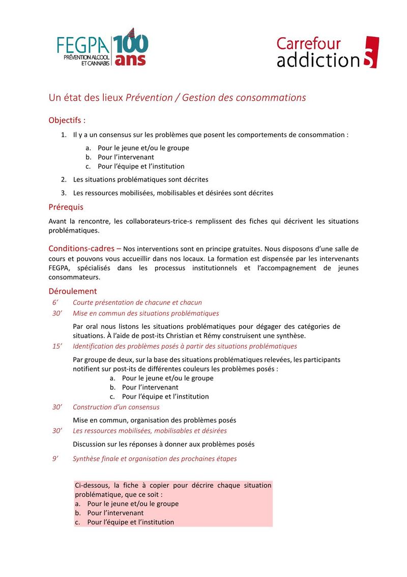 État des lieux – équipes et structures