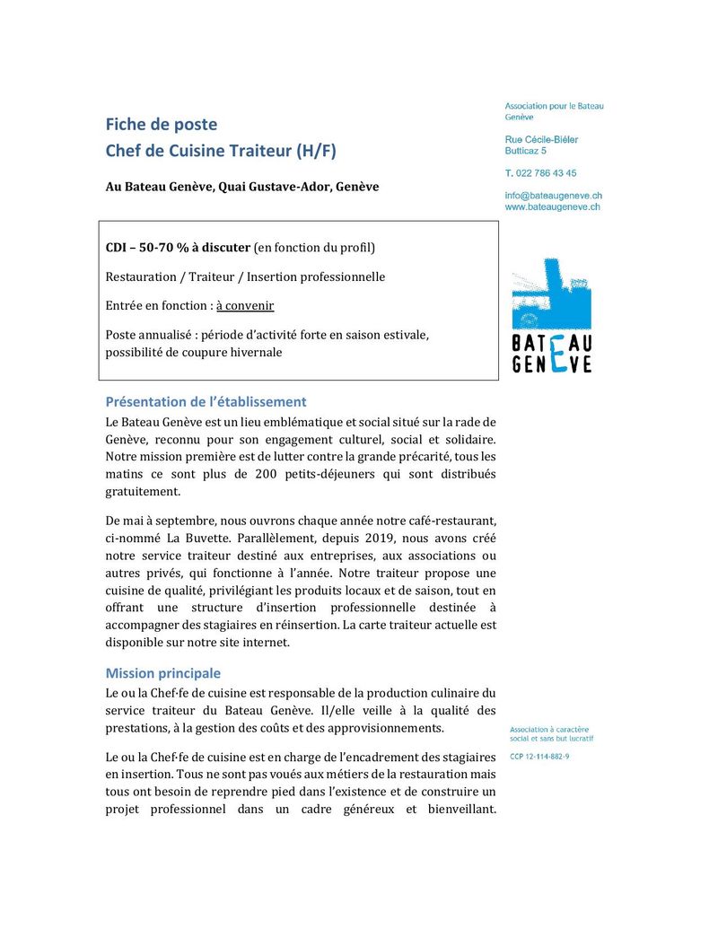 Le Bateau recrute !