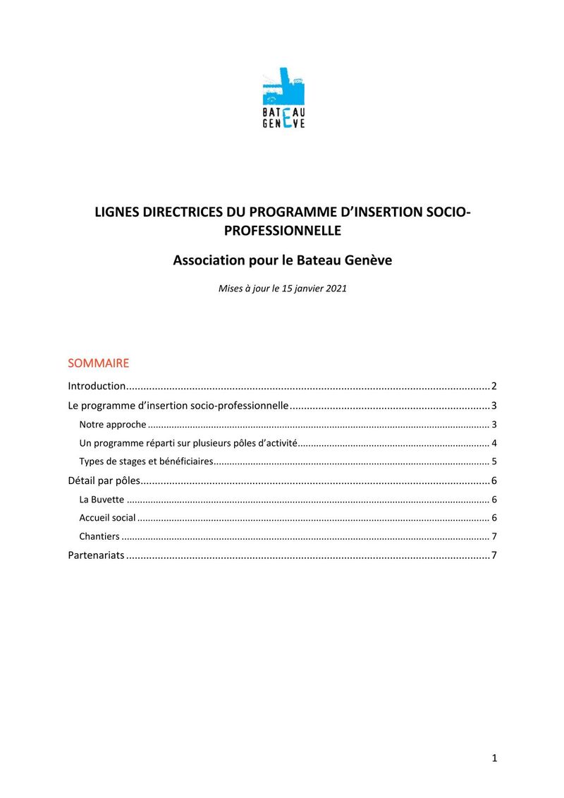 Programme d’insertion socio‑professionnelle