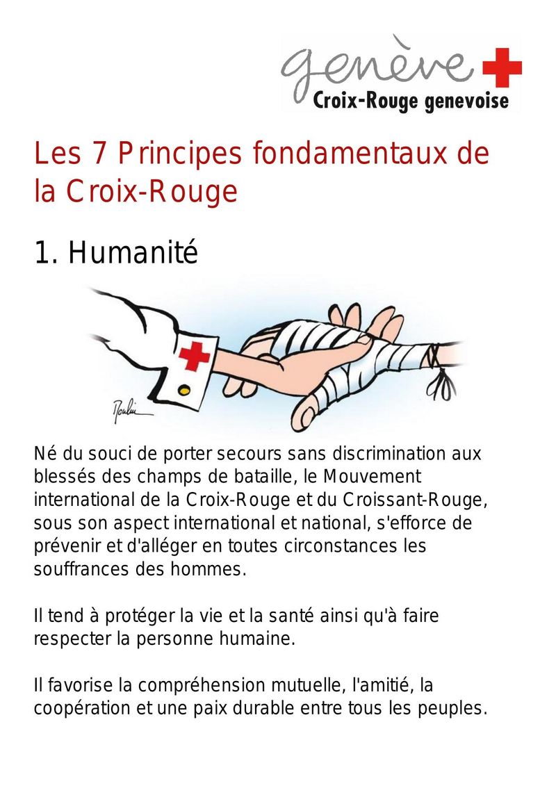 Les 7 Principes fondamentaux de la Croix-Rouge