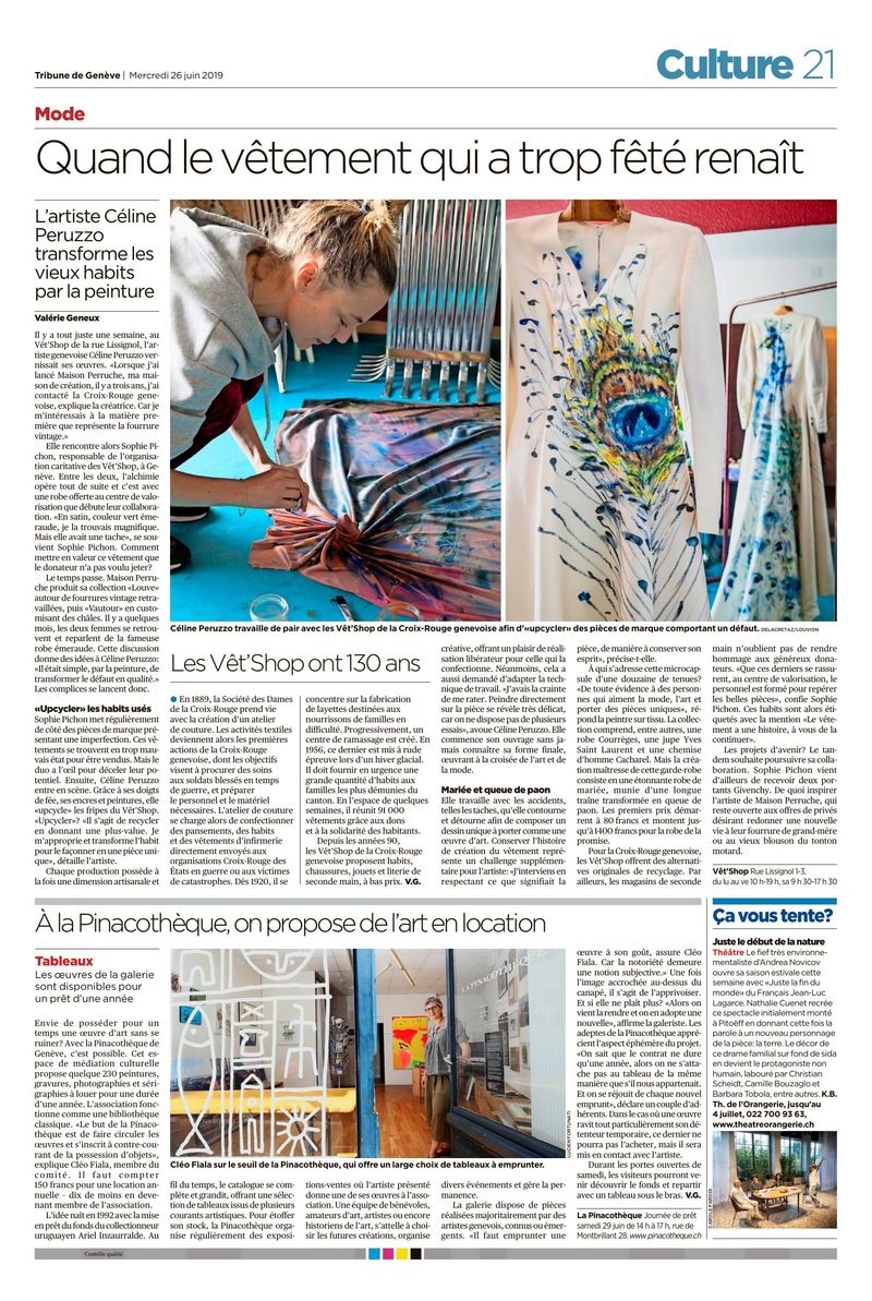 Quand le vêtement qui a trop fêté renaît - L'artiste Céline Peruzzo transforme les vieux habits par la peinture