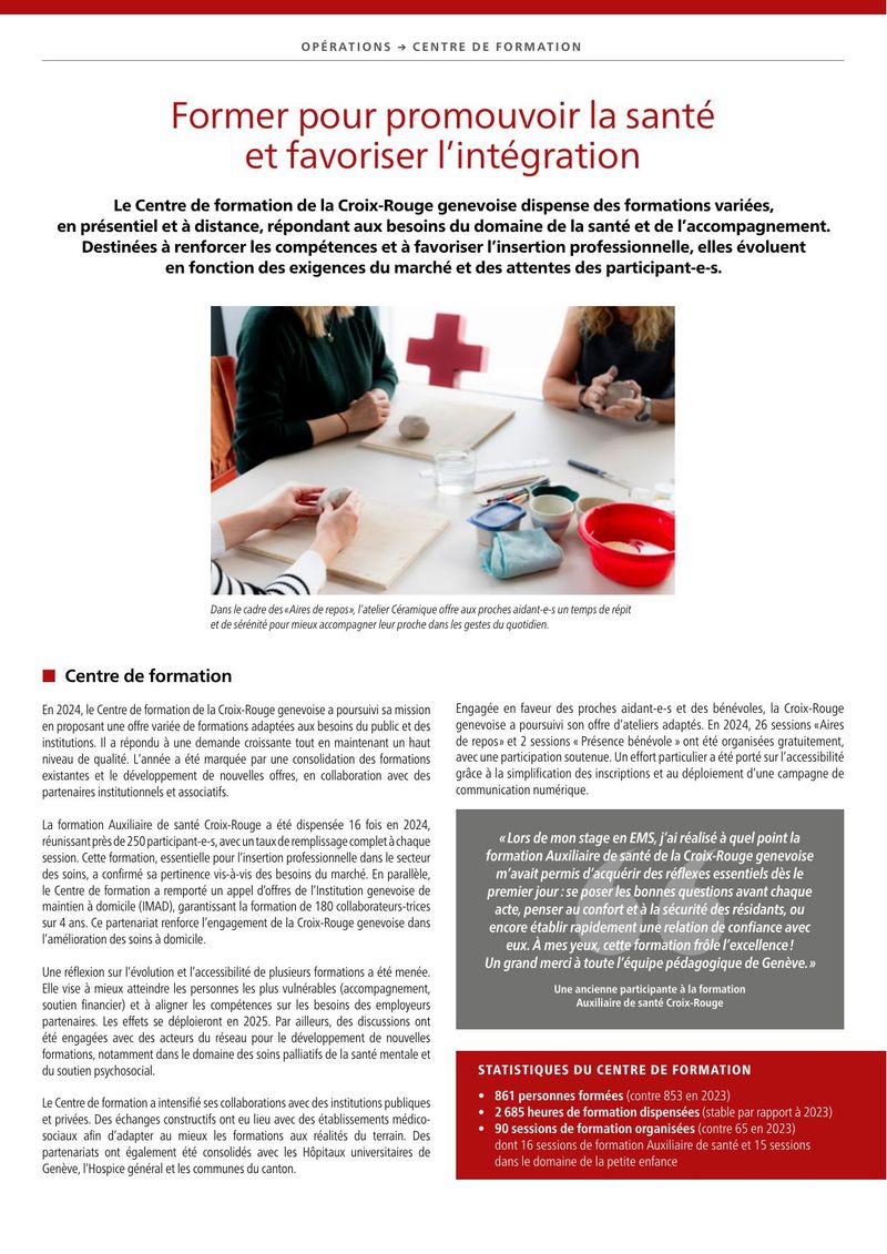 Rapport d'activité 2024 - Centre de formation de la Croix-Rouge genevoise