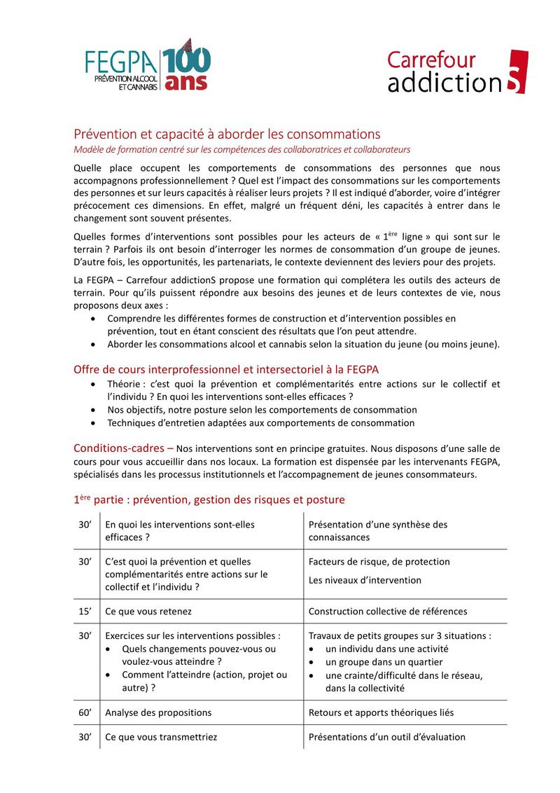 Aborder les consommations – centré sur les compétences des collaborateurs