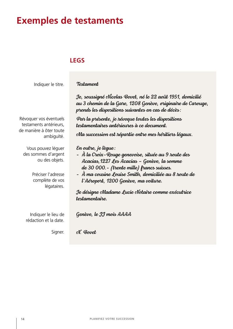 Exemples de testaments