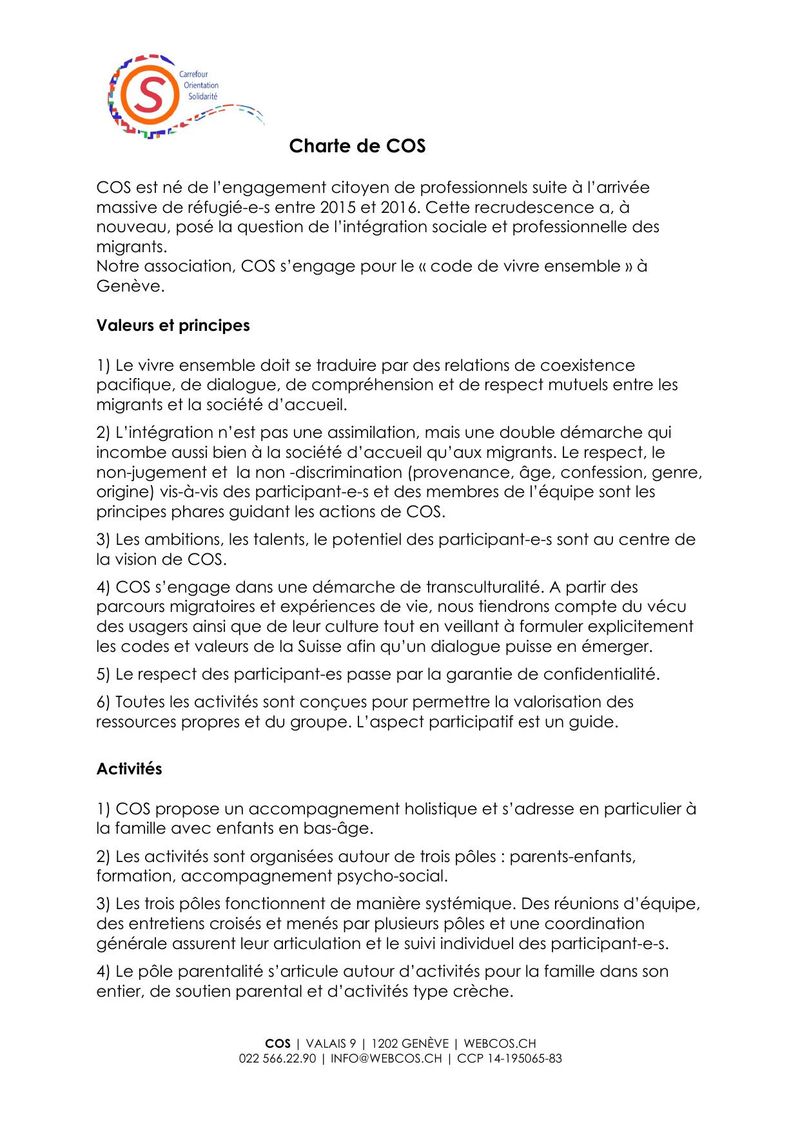 Structure et gouvernance de COS