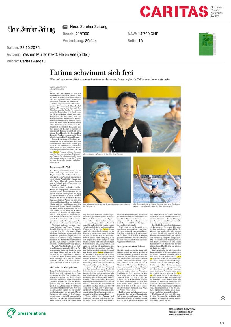 Fatima schwimmt sich frei