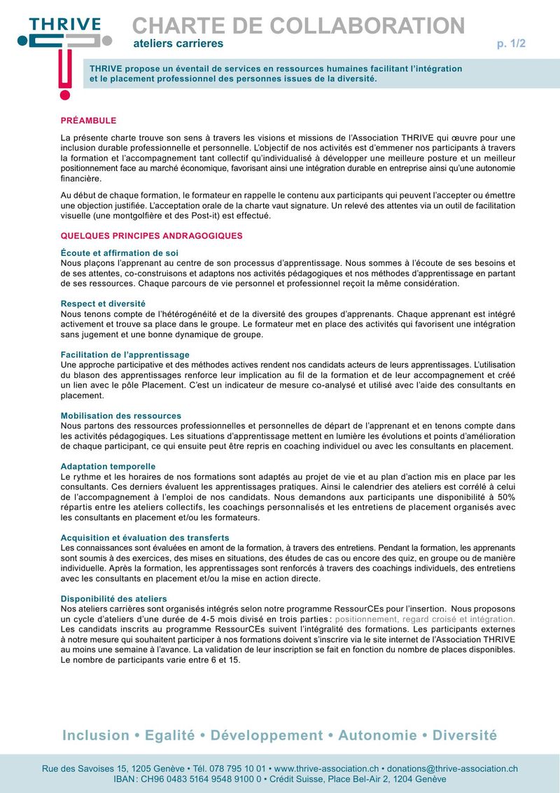 Charte ateliers carrières