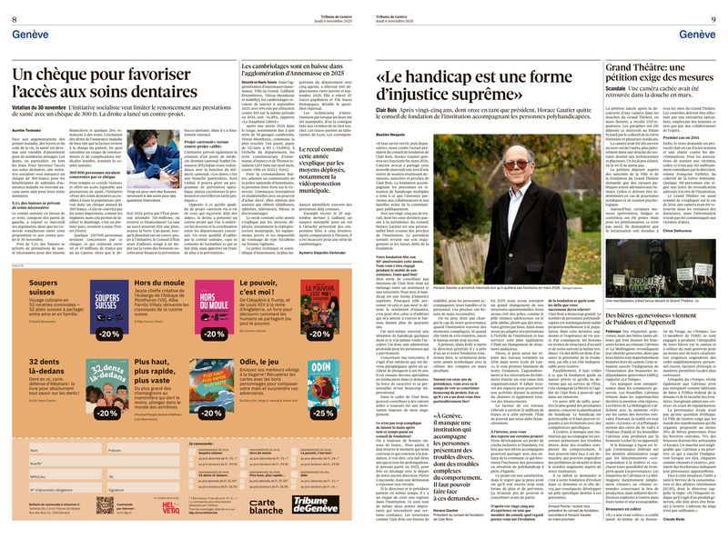 Le Handicap est une injustice suprême » – Tribune de Genève (6 novembre 2025)