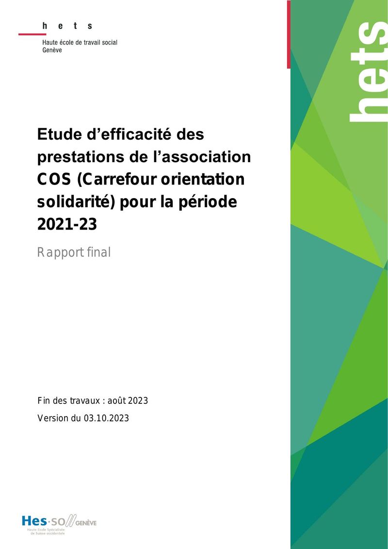 Étude d'efficacité des prestations de l'association COS (2021-2023) — Rapport final