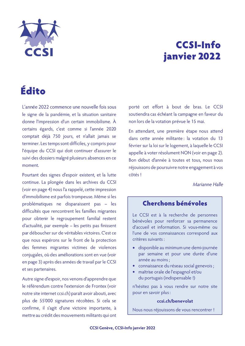 CCSI-Info janvier 2022