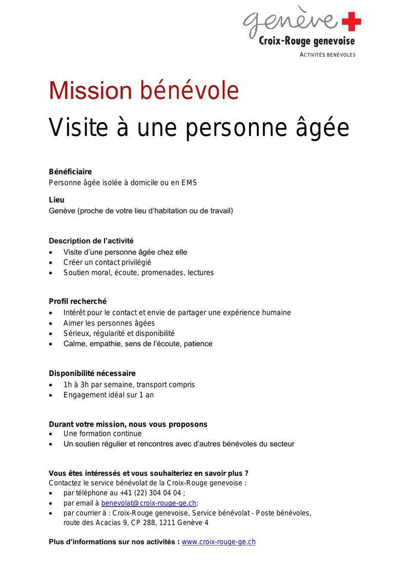 Mission bénévole : Visite à une personne âgée