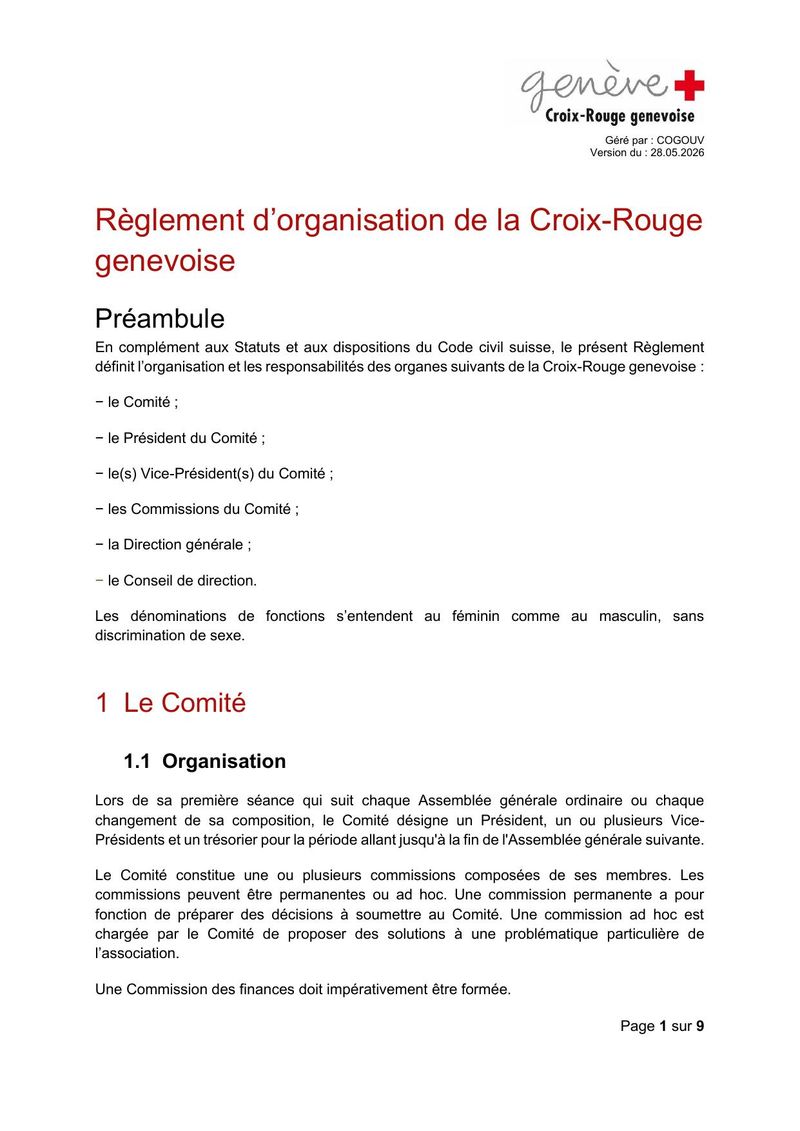 Règlement d'organisation