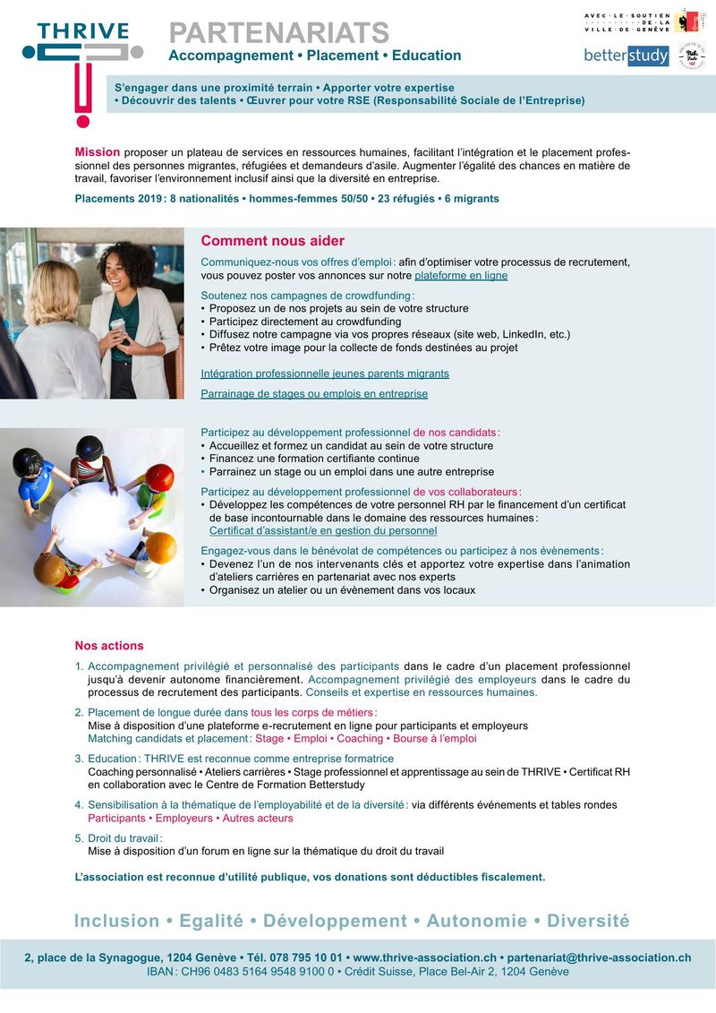Partenariats THRIVE 2020 — Offres de collaboration pour entreprises