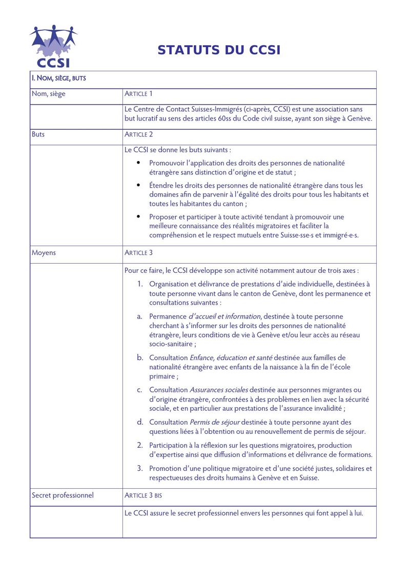 Statuts du CCSI