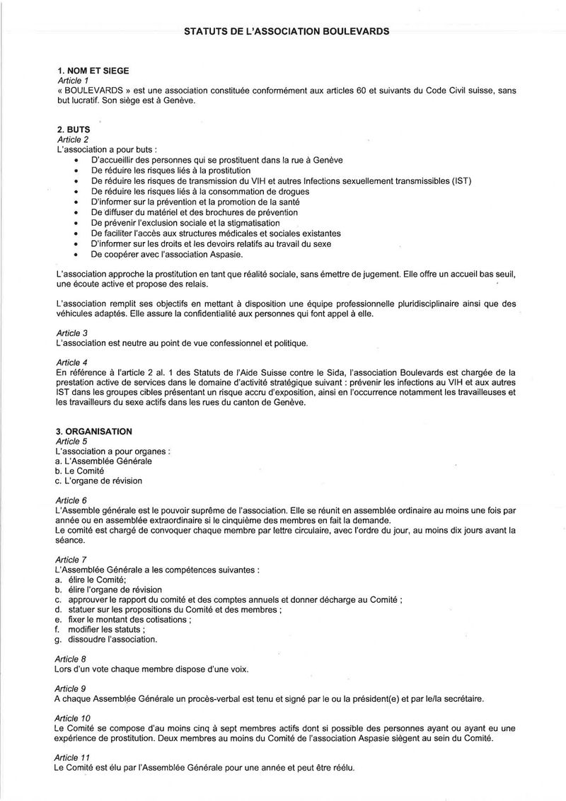 Statuts de l'Association Boulevards