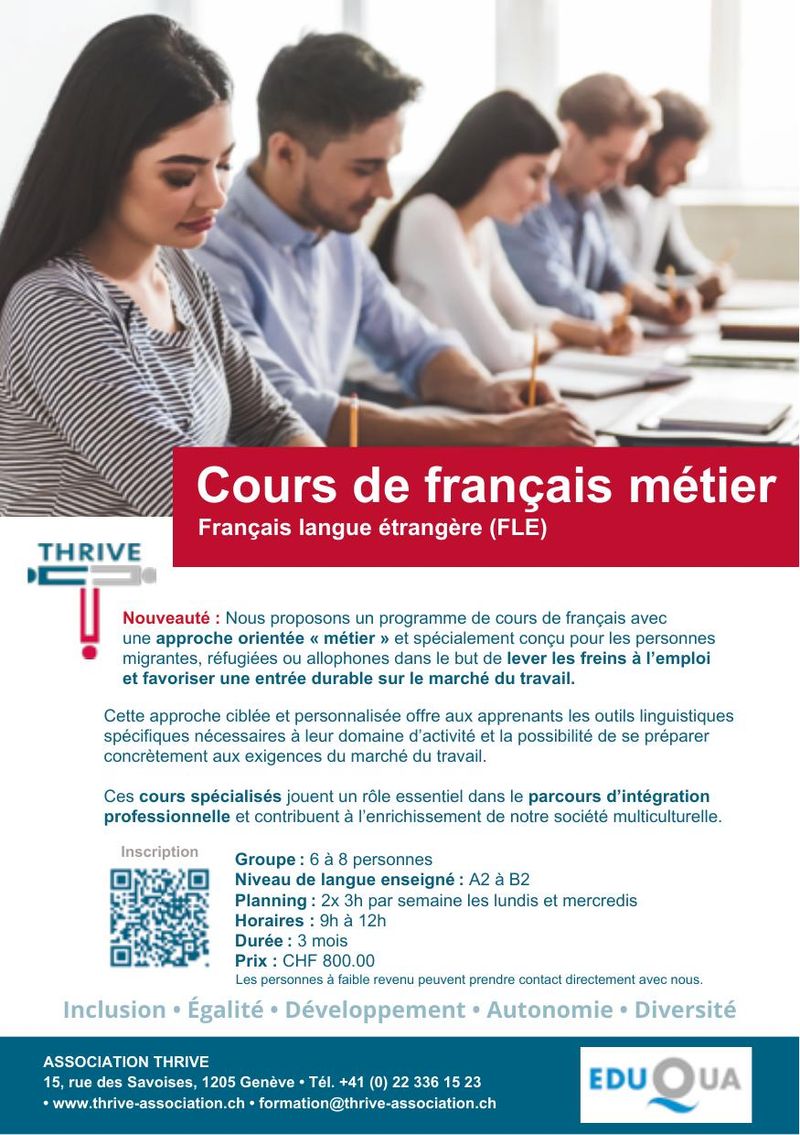 Cours de français métier (FLE) - THRIVE
