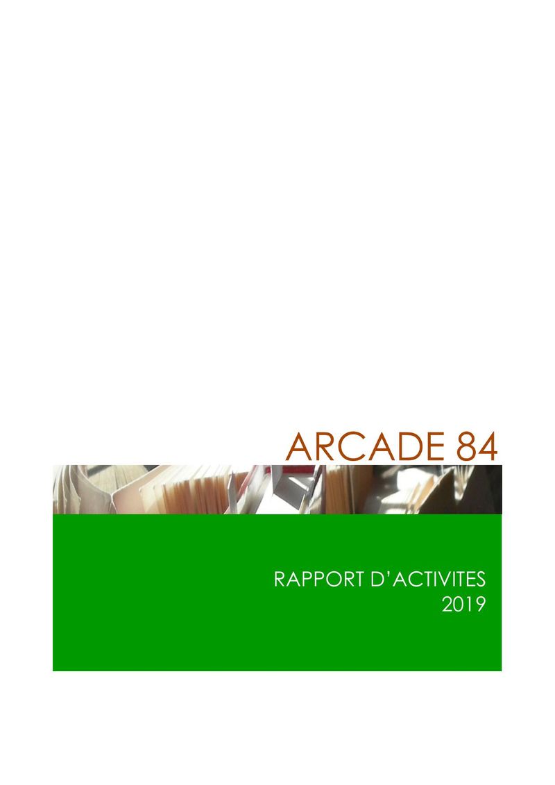 Rapport d'activités ARCADE 84 — 2019