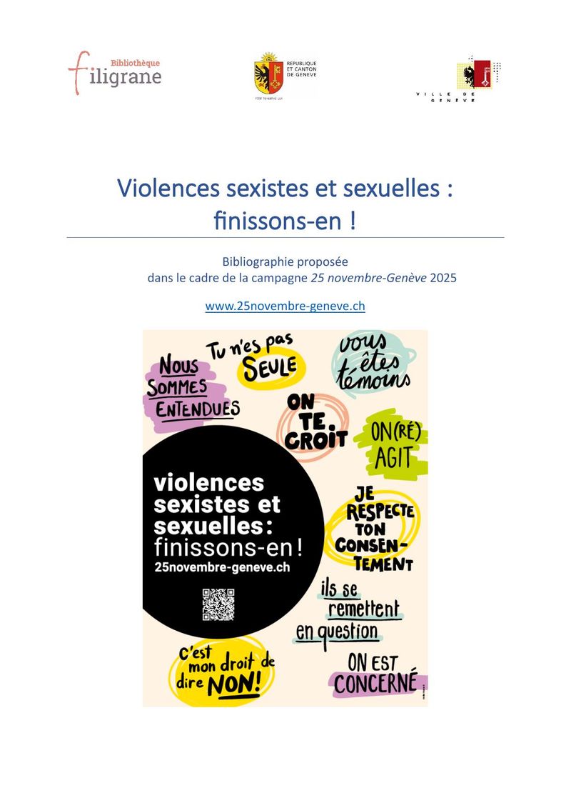 Violences sexistes et sexuelles: finissons-en! Site en ligne et bibliographie Filigrane