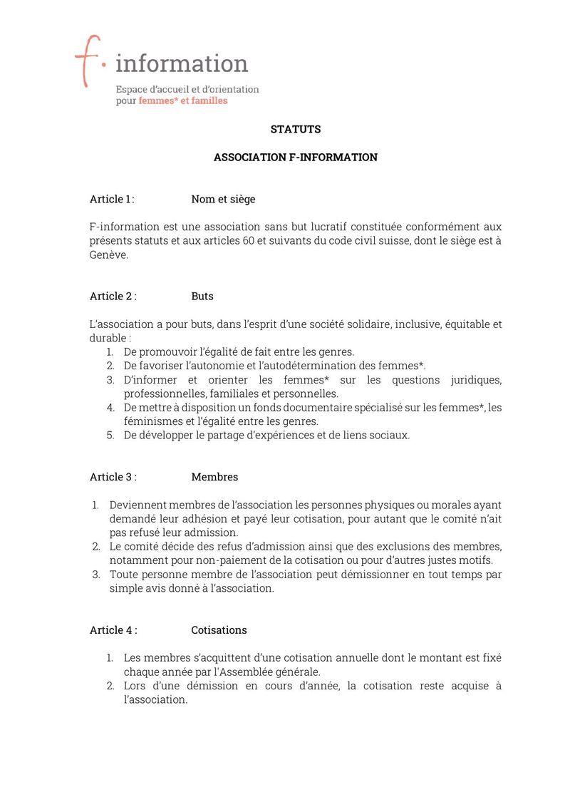 Statuts modifiés de F-information