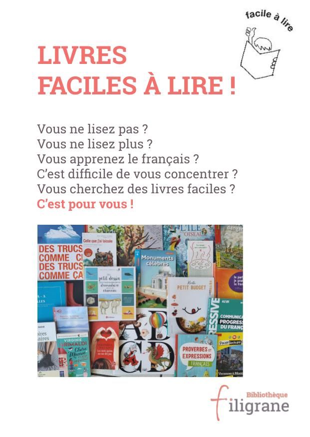 Bibliothèque Filigrane — Flyer de présentation des livres faciles à lire