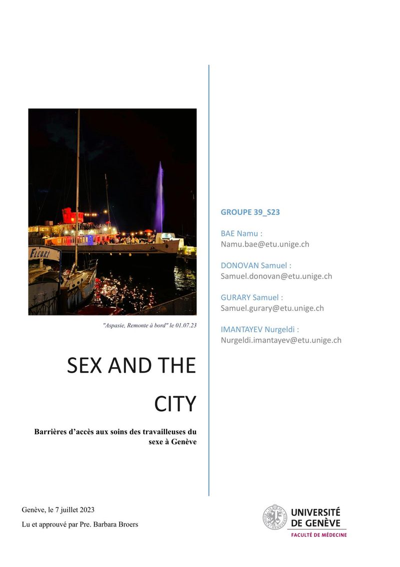 Sex and the City : Barrières d'accès aux soins des travailleuses du sexe à Genève