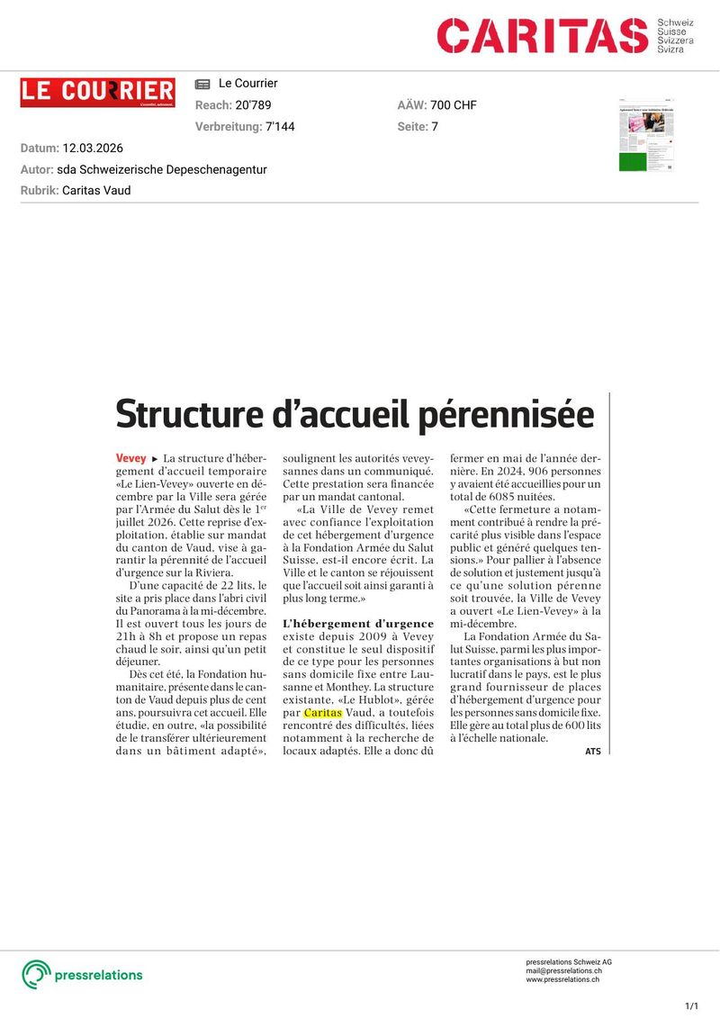 Structure d'accueil pérennisée