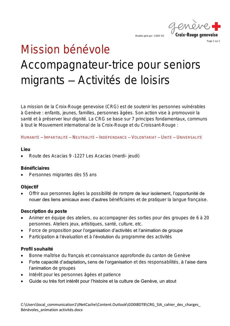 Mission bénévole : Accompagnateur-trice pour seniors migrants – Activités de loisirs