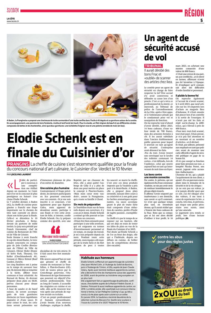 Elodie Schenk est en finale du Cuisinier d'or